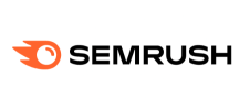 Logo oficial de SEMrush en naranja y negro Imagen del logotipo de SEMrush con un icono naranja de ojo con llamas a la izquierda y el texto “SEMrush” en negro, herramienta esencial para SEO y marketing digital.
